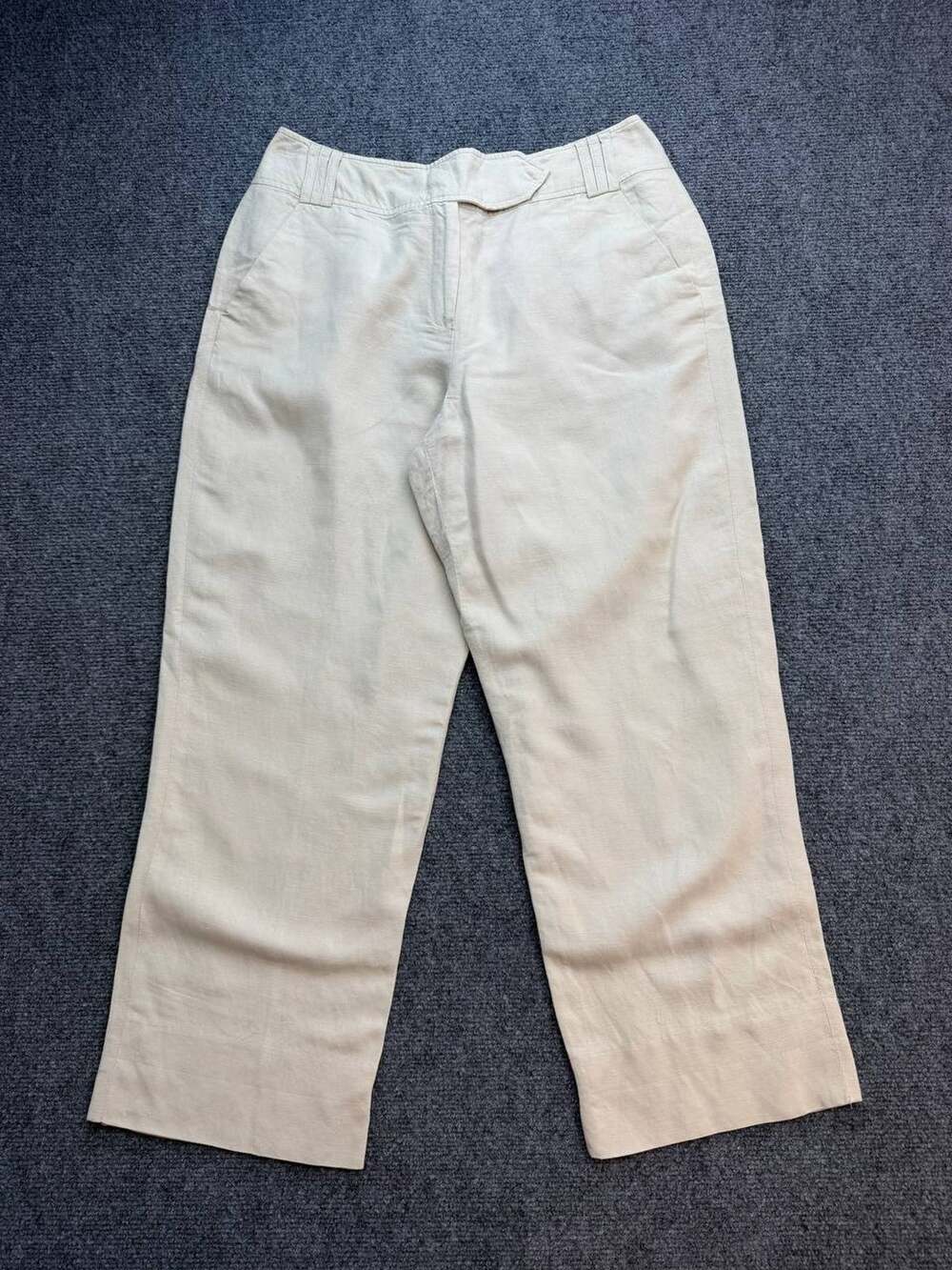 Larry Levine Womens Size 8 Beige Linen Rayon Blend Lined Straight Leg Pants
